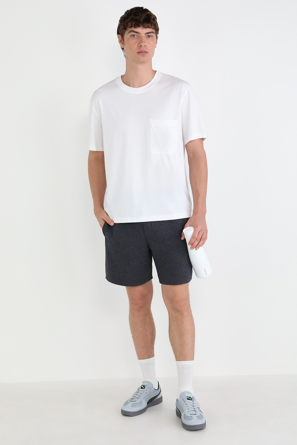 Textured Double Knit Cotton Short 7